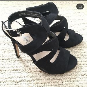 Black strapped heels